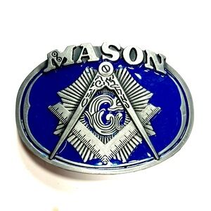 Silver Blue Mason Member Mens Fashion Belt Buckle